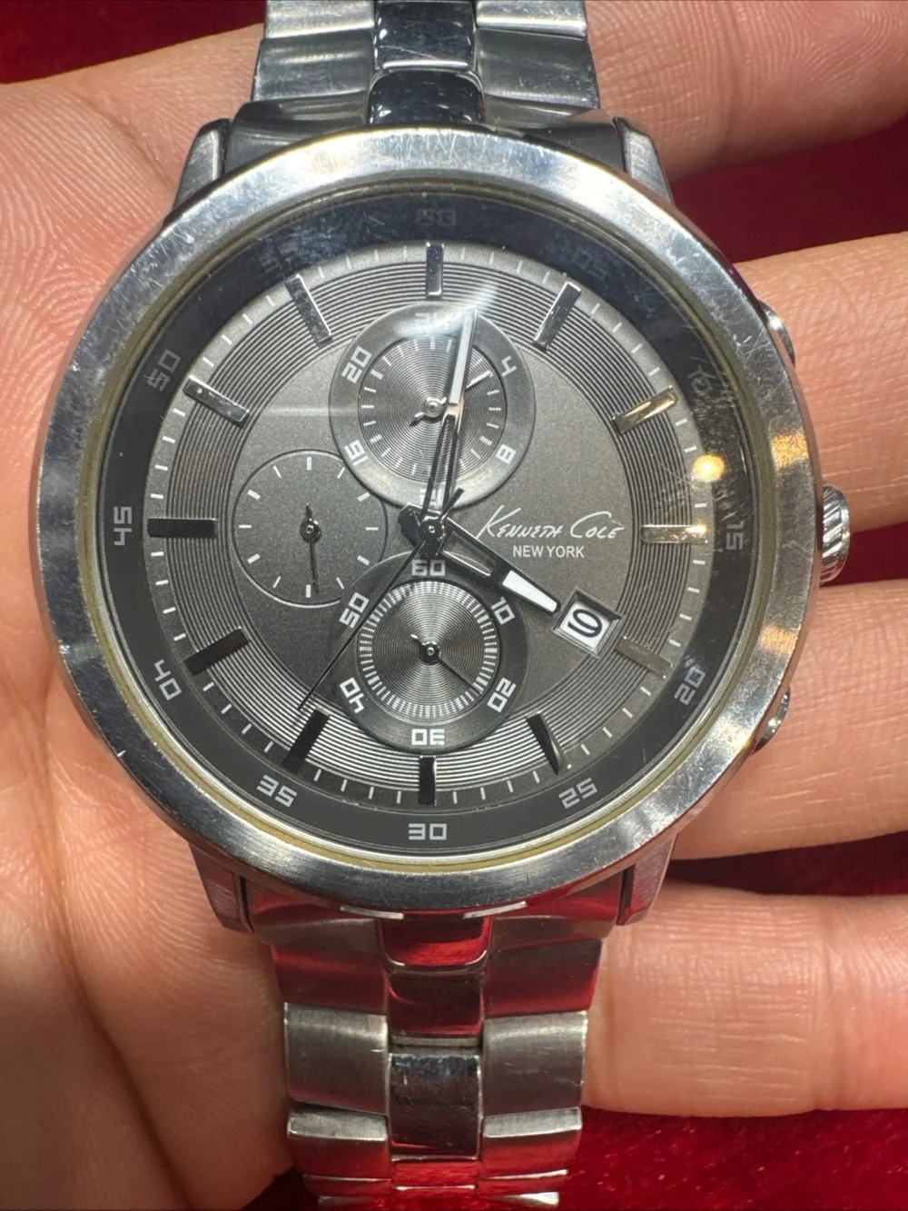 Kenneth Cole New York Chronograph Stainless Steel Watch Working Gray Dial